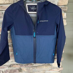 Vineyard Vines Kids' Packable Rain Shell FZ Jacket Blue Blazer Medium NWT